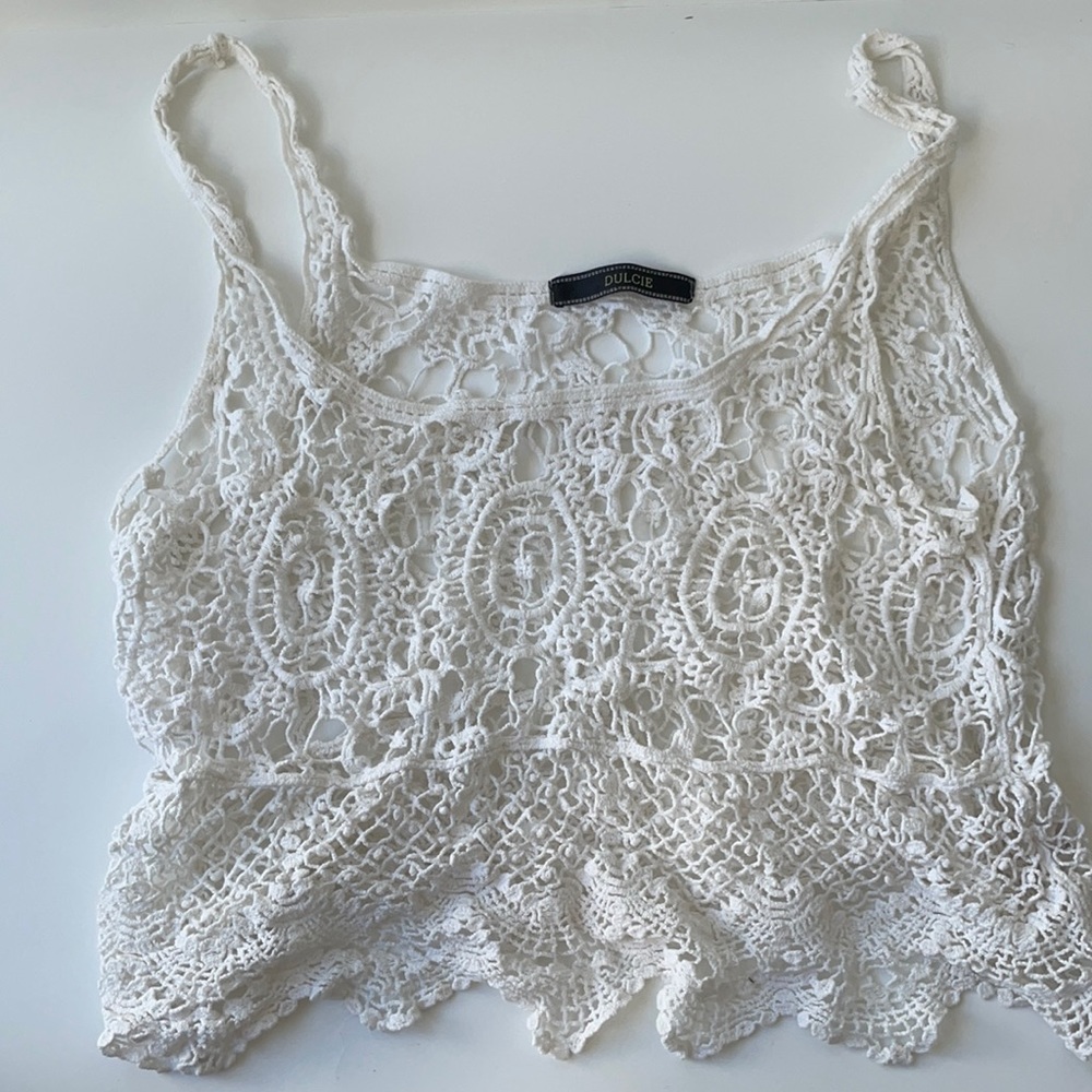 White crochet tank top